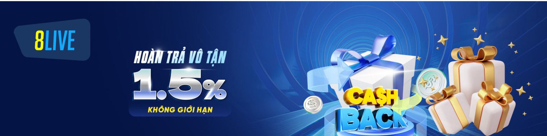 Nhà cái 8live có chính sách hoàn trả 1,5% không giới hạn