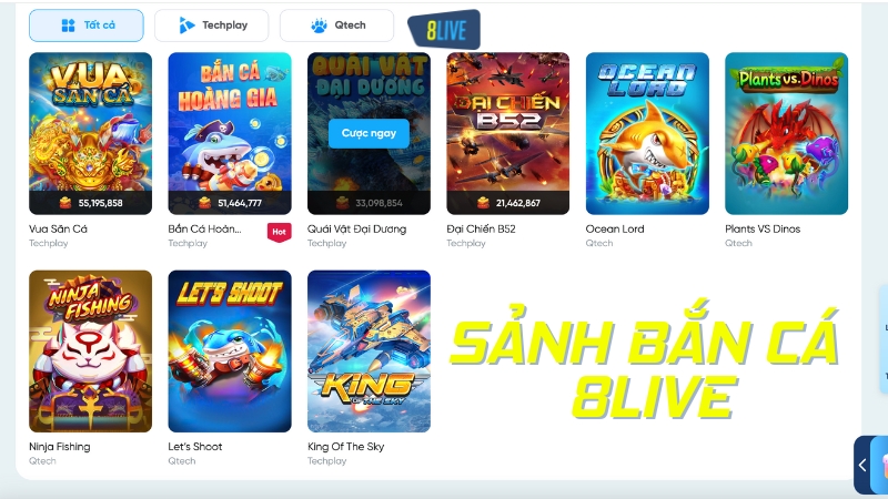 Bắn cá siêu đỉnh tại nhà cái 8live