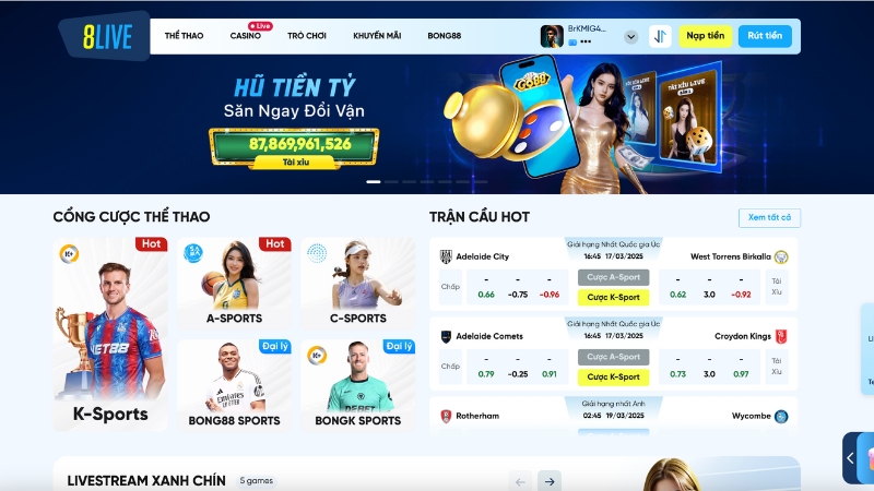 Thiết kế giao diện 8live hiện đại 4.0 đẹp mắt